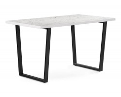 Кухонный стол Эльпатия 130х75 мрамор белый / черный матовый деревянный