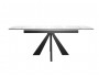 Стол DikLine SFU140 стекло белое мрамор глянец/подстолье черное/ фото