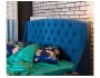 Мягкая кровать "Stefani" 1600 синяя с подъемным механи от производителя
