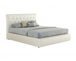 Кровать Мягкая белая двуспальная "Амели" 1400 с подъем