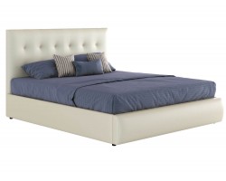 Кровать с подъемным механизмом Мягкая белая интерьерная "Селета" 1400