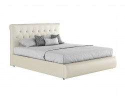 Мягкая белая двуспальная кровать "Амели" 1800 с подъемным