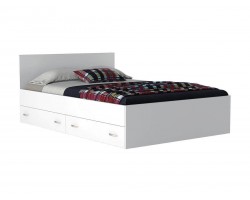 Кровать "Виктория" 140 см. с ящиками белая