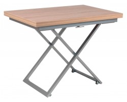 Журнальный столик -трансформер Левмар Compact D89 сонома/ опоры серебро