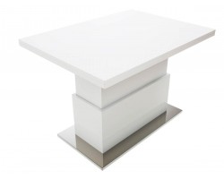 Кухонный стол -трансформер Левмар Slide WT белый/ опоры сатинированная ста