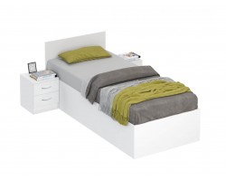 Кровать Виктория 90 белая с 2 прикроватными тумбами