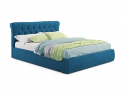 Кровать Мягкая Ameli 1600 синяя с подъемным механизмом с матрасо