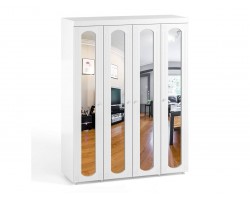 Шкаф 4-х дверный с 4-я зеркалами Афина АФ-61 белое дерево