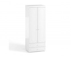 Распашной шкаф 2-х дверный с ящиками (гл.560) Афина АФ-49 белое дерево