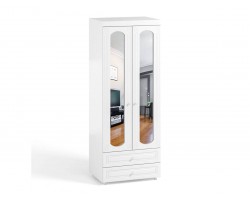 Распашной шкаф 2-х дверный с зеркалами и ящиками (гл.560) Афина АФ-50 бело
