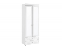 Распашной шкаф 2-х дверный с зеркалами и ящиками (гл.560) Монако МН-50 бел