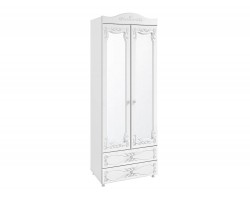 Распашной шкаф 2-х дверный с зеркалами и ящиками (гл.410) Италия ИТ-45 бел