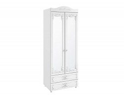 Шкаф распашной 2-х дверный с зеркалами и ящиками (гл.560) Италия ИТ-50 бел